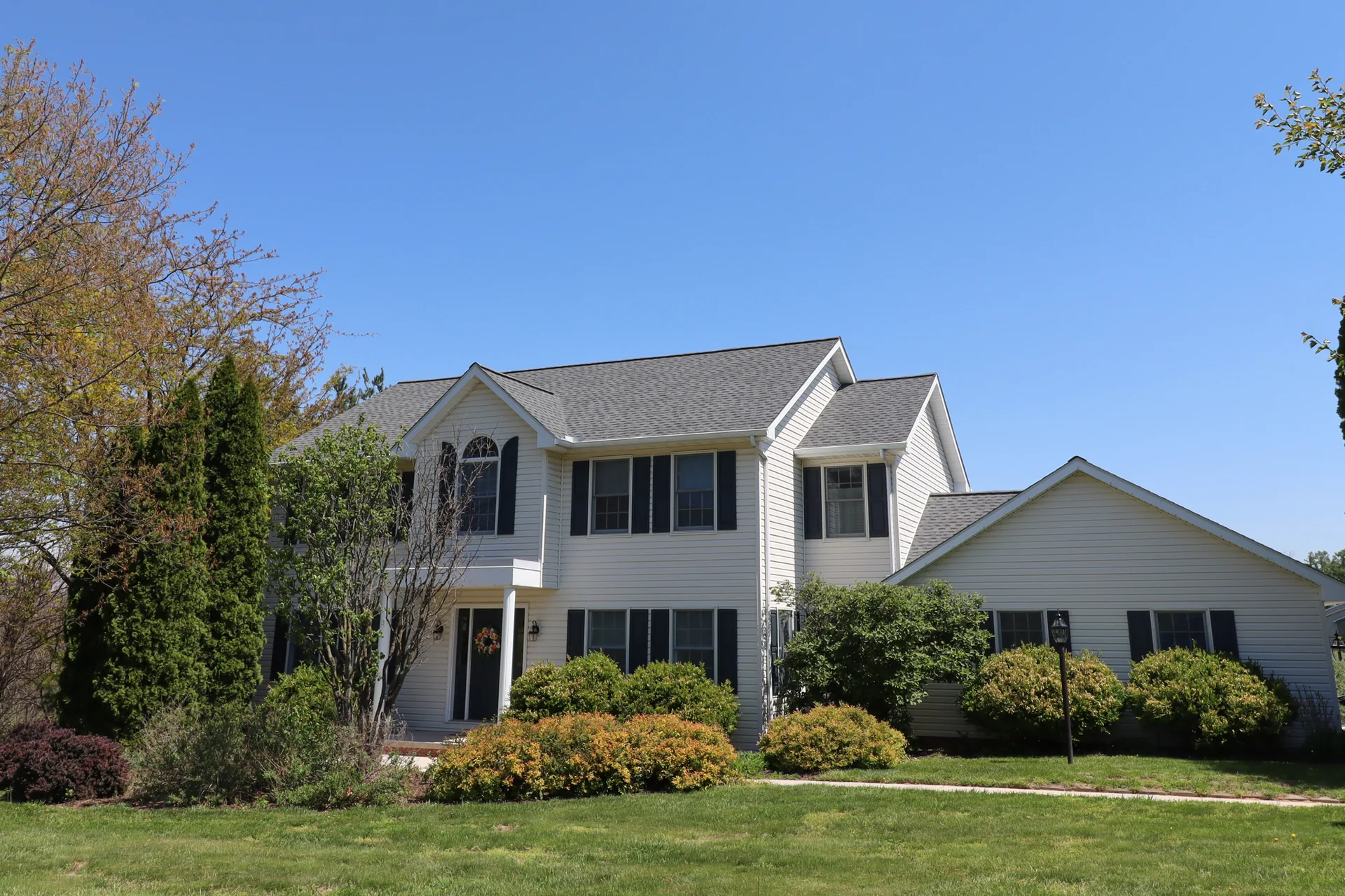 Completed roof on a two-story colonial home in York County, PA by Cool Water Roofing